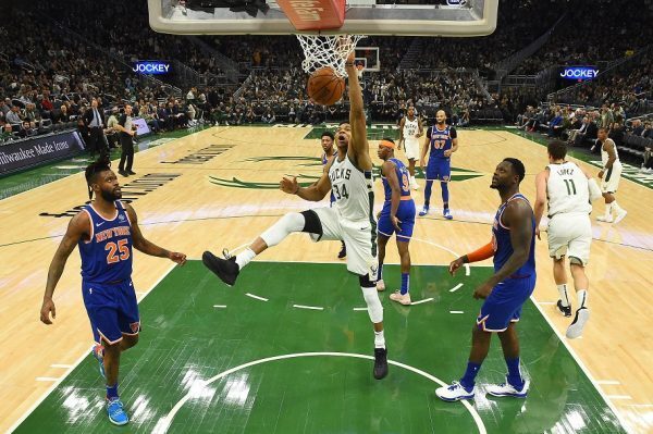 Giannis dunks against the New York Knicks