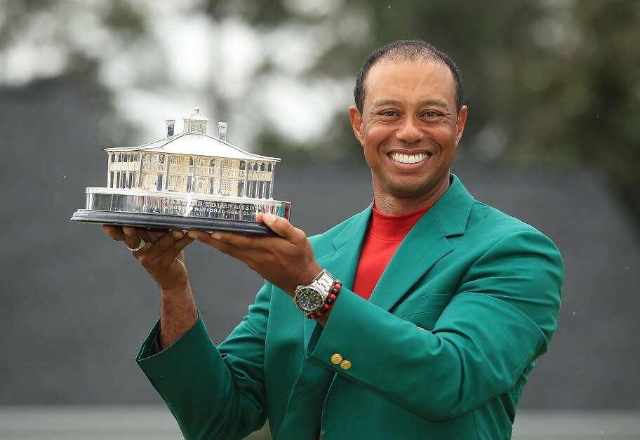 Tiger Woods poses after Masters win in 2019