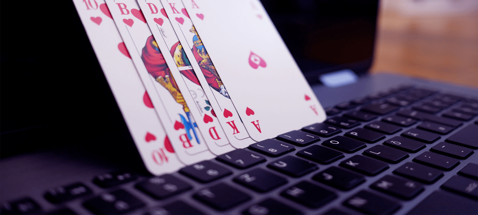 playing cards on computer keyboard